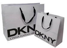New DKNY White Black Logo Gift Shopping Paper Bag Small Large set & tissue paper