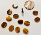 6 Pieces Vintage Genuine Tiger Eye Gemstone 10x8mm. Oval Cabochon Plaques E484