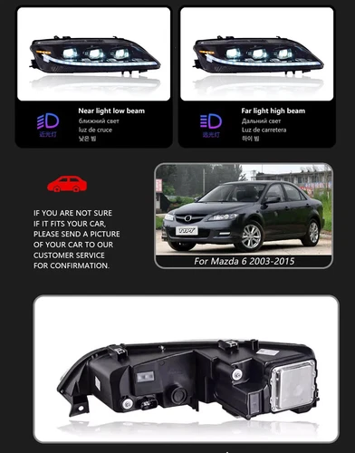 Par de faros delanteros LED completos para Mazda 6 2003-2015 - Imagen 4 de 6