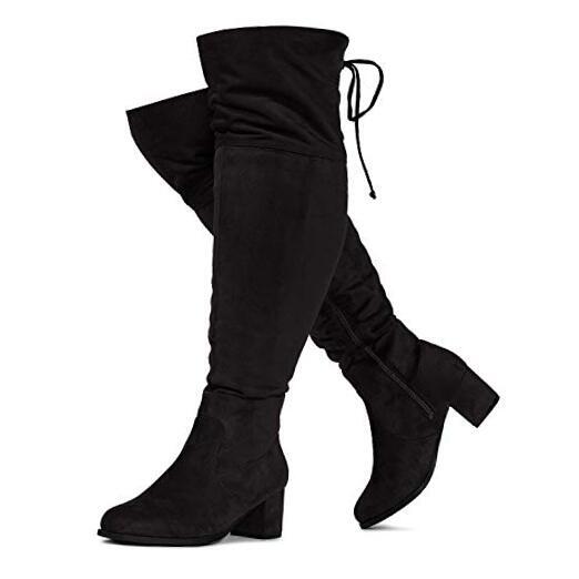 Women's Wide Calf Wide 6.5 Wide Black Su (Wide Calf, Criss Cross Back Tie)