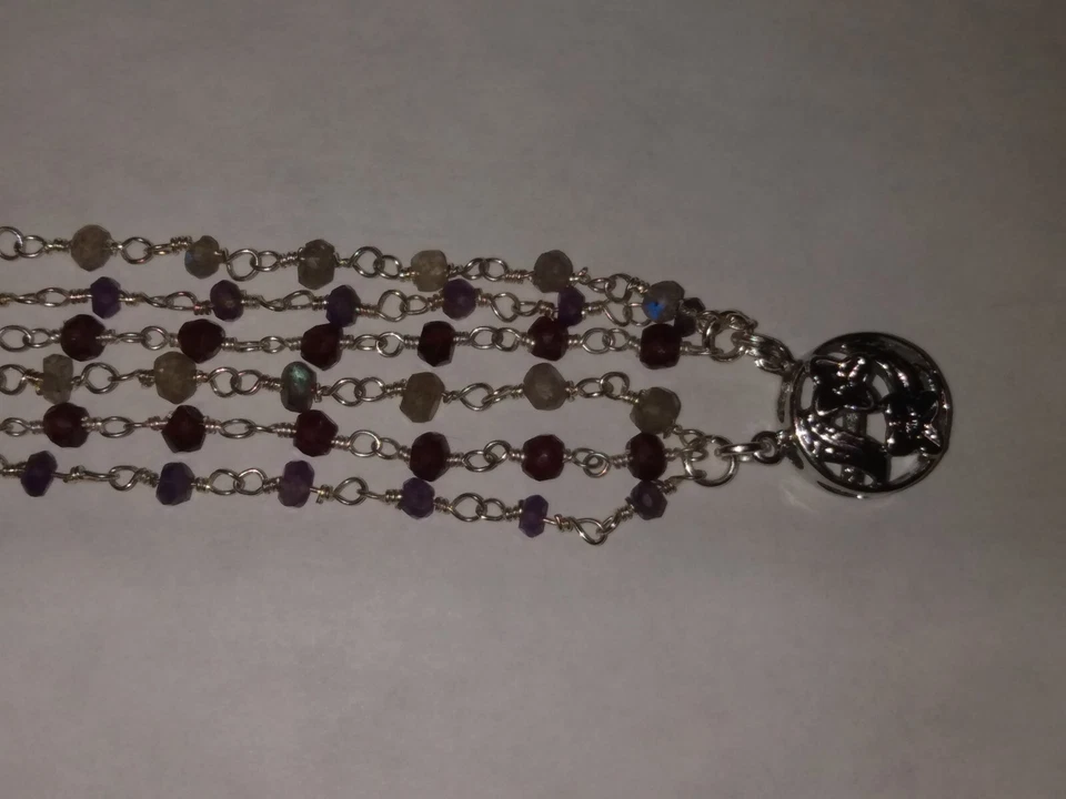 Gemstone 6 strain bracelet Labradorite, Garnet, Amethyst - Image 3 of 4