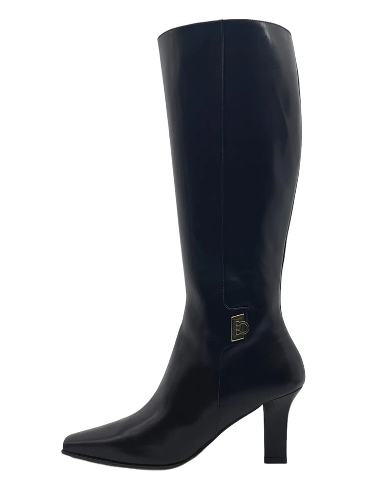 Botas GANCINI de cuero vintage FERRAGAMO para mujer 6,5B 6,5 B hasta la rodilla de montar nuevas de stock Foto 4 de 4