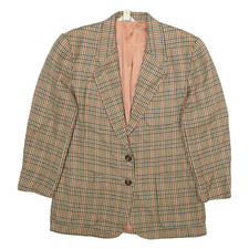 Vintage J.g. Hook Petite Womens Blazer Jacket Beige Wool 90s Houndstooth M