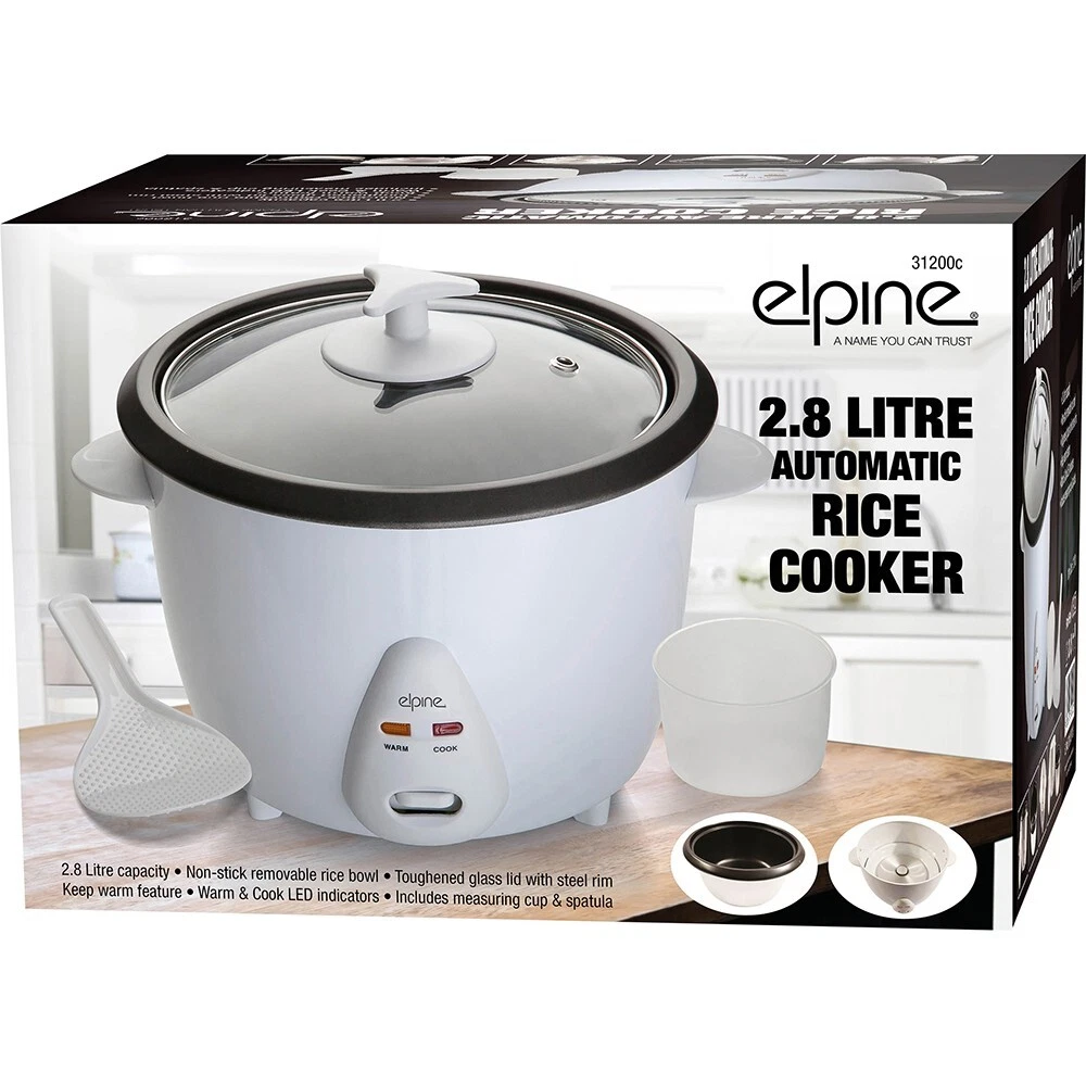 2.8L Non-Stick Electric Rice Cooker Keep Warm Steamer Cooking Pot 1000W Cup Whit