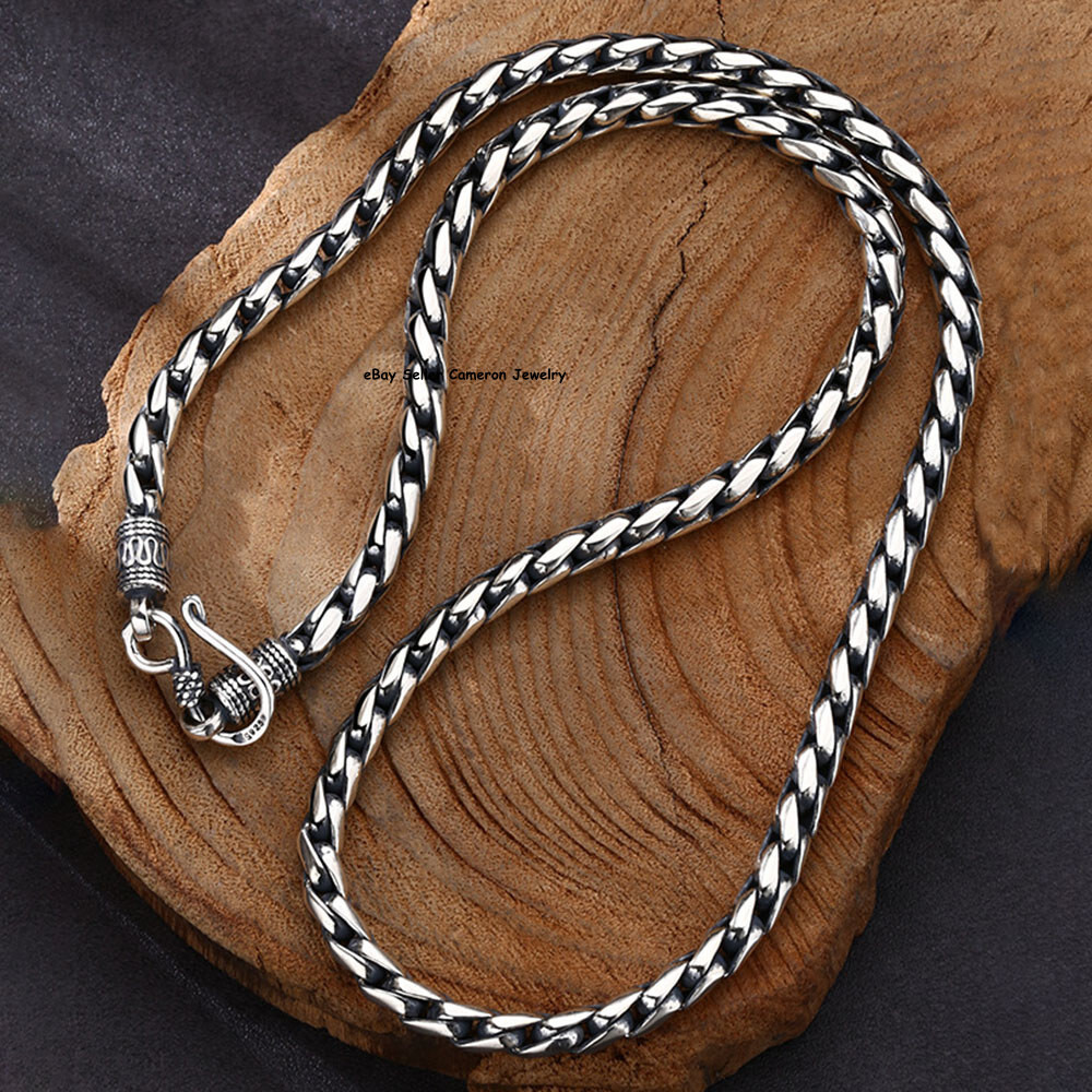 Solid Pure S925 Sterling Silver Chain 5mm Round Wheat Link