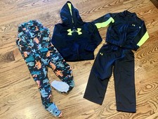 Boy  s 4T Under Armour Lot  Carter  s Fleece Full Zip Footed PJ  s