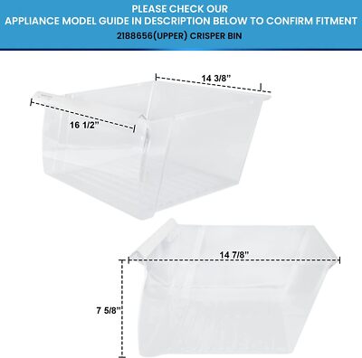 US Replace Parts Upper Crisper Drawer - for Whirlpool