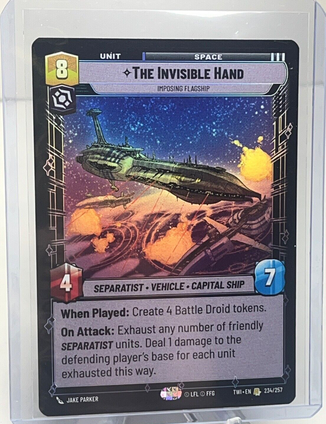TWI 234 THE INVISIBLE HAND - FOIL Rare Star Wars Unlimited Twilight Republic
