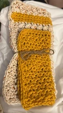 NEW HAND  CROCHETED MULTI GOLD WASH CLOTH AND HAND TOWEL