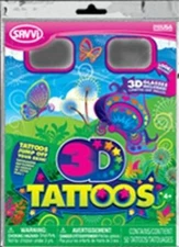 Assorted 3-D Nature Themed Temporary Tattoos (50 Tattoos Per Package)