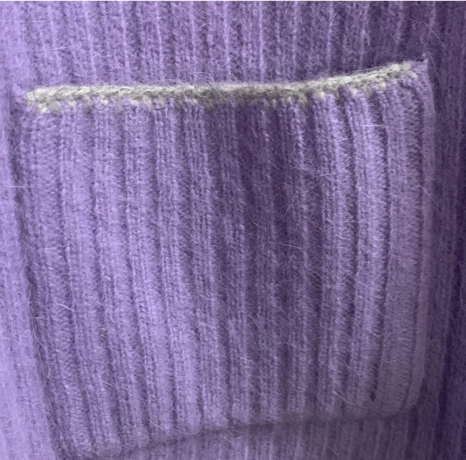 Cárdigan suéter bolsillos de lana de cordero y angora púrpura Sydney Easton para mujer talla S Foto 3 de 4