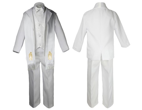 Baby Toddler Boy Christening Baptism Easter White Paisley Suit Virgin Mary Stole - 第 3/26 張圖片