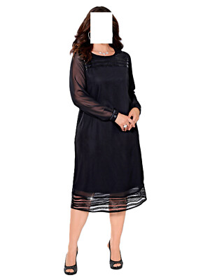 Brands chiffon evening dress black with sequins size 54 0617316919