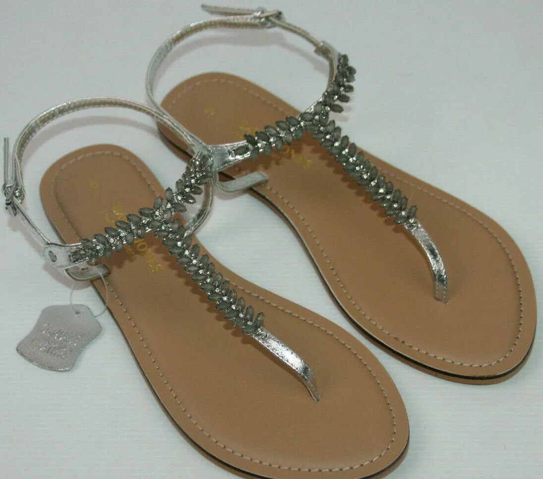 CLEARANCE BNWT David Jones Silver Diamante Leather Sandals Shoes