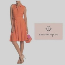 Nanette Lepore Chiffon Dress Half Button W/Slip Mademoiselle Pink Belt NWT 128