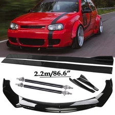 Front Bumper Lip Spoiler Side Skirts Rear Lip Glossy Black  For Volkswagen Golf
