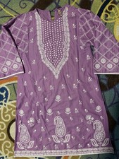 Ethnic Suit Women Purple Embroidered Woven Salwar Kameez 3pc Set Dupatta