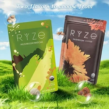 Organic RYZE Mushroom & Matcha Coffee 30 Servings Per Pack ( PACK OF 2 )