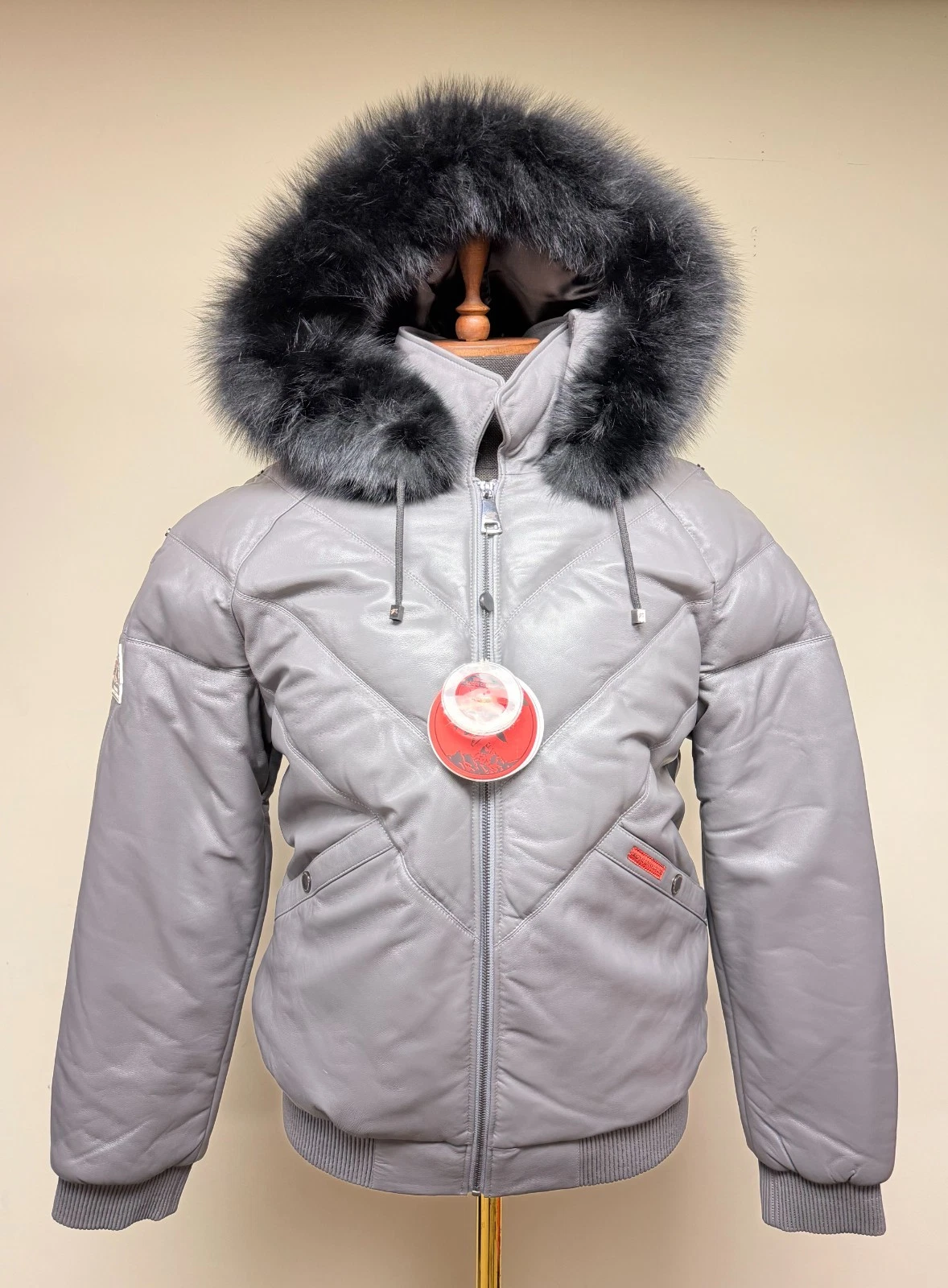 Brand New Men's V-Vomber Lamskin Leather & Goose Down Jacket With Real Fox Fur image 6