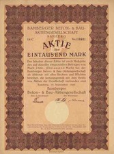 Bamberger Beton Bau AG 1923 Bamberg Oberfranken 1.000 M Nassovia Frankfurt Main