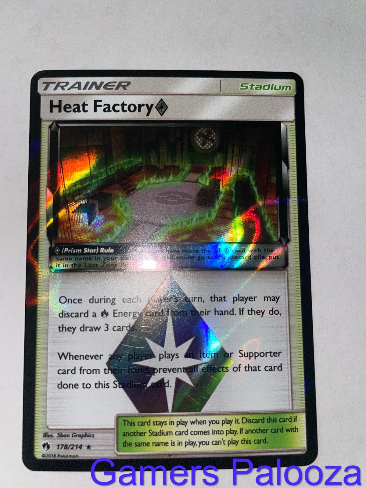 Heat Factory ◇ 178/214 Prism Star Rare Lost Thunder Pokemon Holo Near Mint