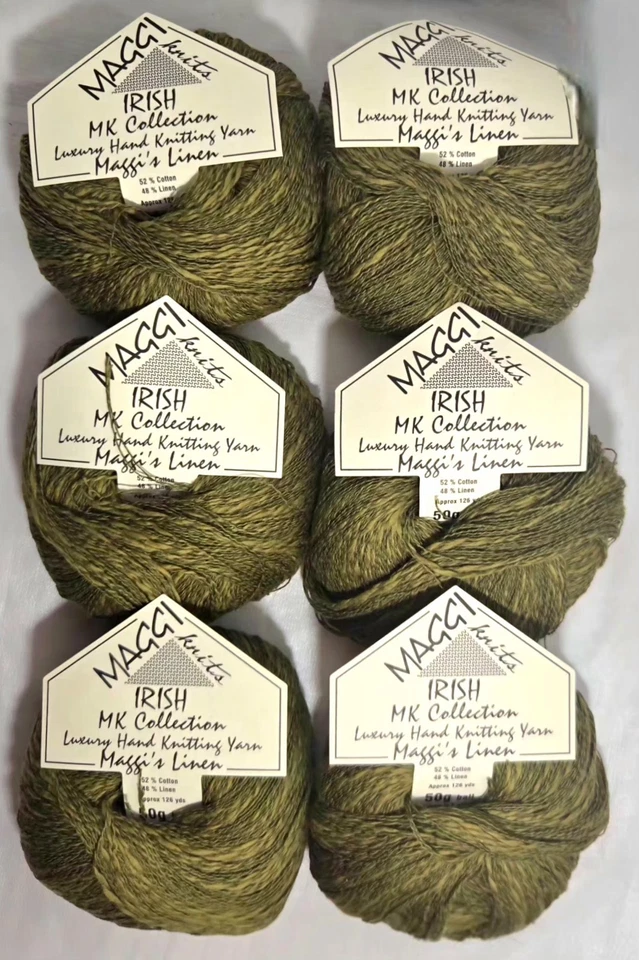 Maggi Knits Irish MK Collection 6 Ball Lot Cotton/ Linen Blend Pistachio #24 DK - Image 3 of 4