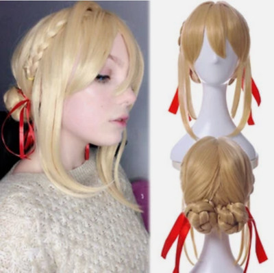 Anime Violet Evergarden Auto Memory Doll Cosplay Wig Light Golden Braid Hair
