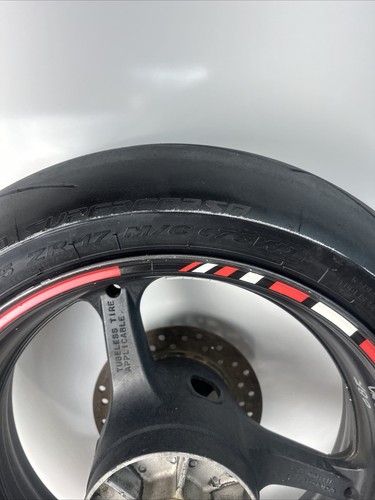04-05 Honda CBR1000RR Rear Wheel Rim w Brake Rotor Tire CBR1000 Oem STRAIGHT BLK - Picture 11 of 14
