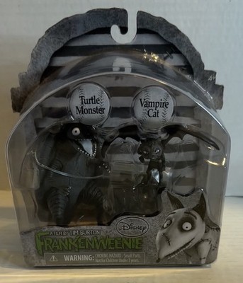 Tim Burton Disney Frankenweenie Turtle Monster Vampire Cat 2 Pack Figure Set New