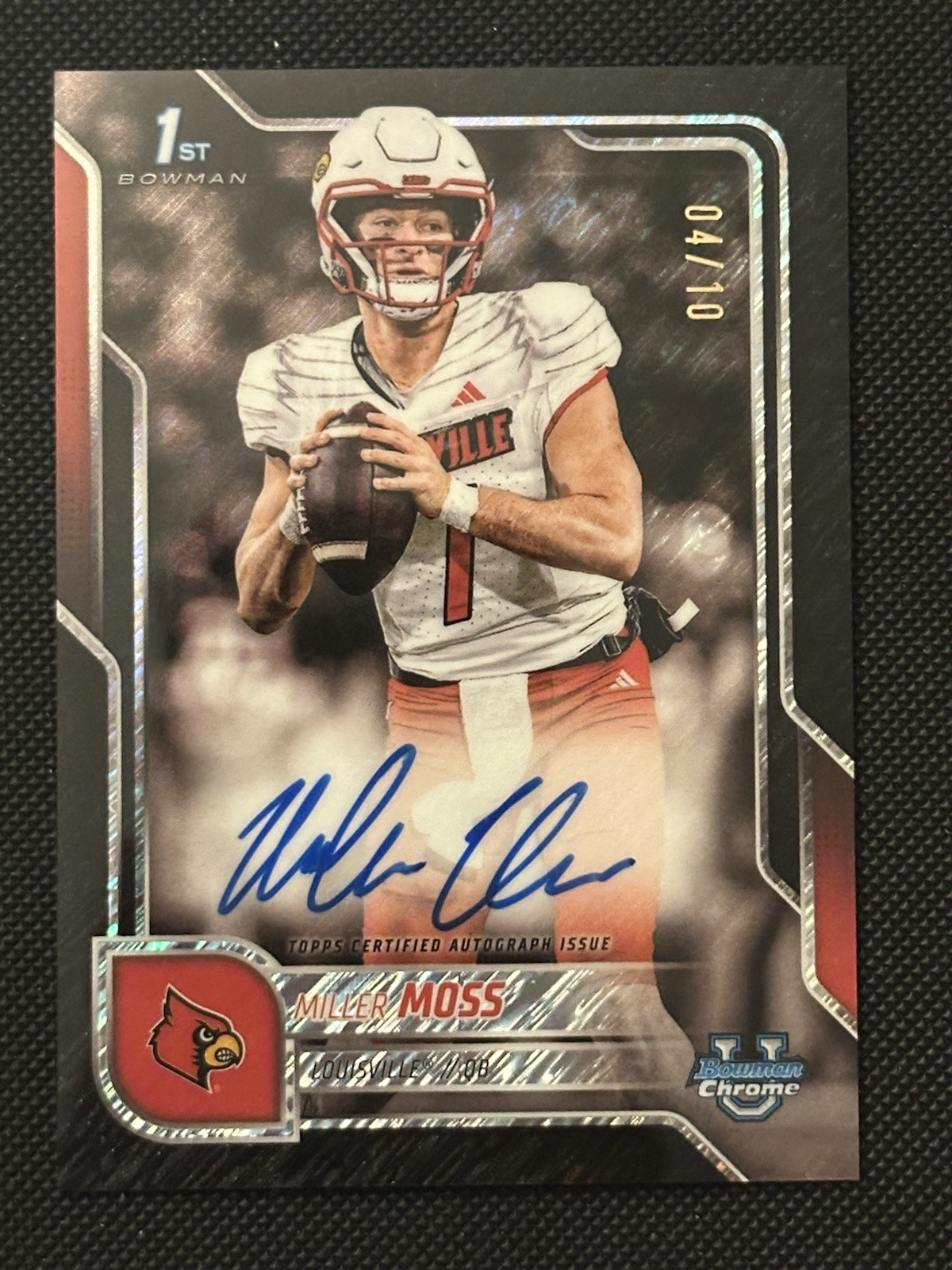 2025 Bowman Chrome U Miller Moss 1st Bowman Auto Black Shimmer /10 Louisville