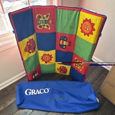 Vintage 1990s Graco Playpen -Blue Storage Carry Case Bag and mattress insert.