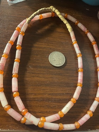 Antique Venetian? Rose Quartz And Amber? Bead Strand