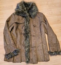 Kuschelige Damen Wildleder- Jacke Gr. 42 braun Wildleder-Imitat, Fell-Imitat NEU