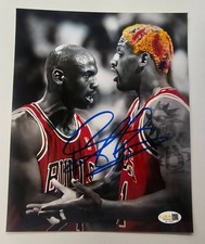 Dennis Rodman Signed METALLIC Photo 8x10  NWO Bulls Worm Autograph HOF JSA HOGAN