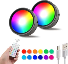 Rechargeable Wireless Under Cabinet LED Lights with Remote Control, 2 Pack