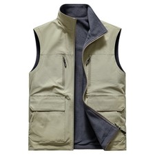 Men Reversible Thermal Zip Vest Outdoor‌ Lined Waistcoat with Pockets Zipper