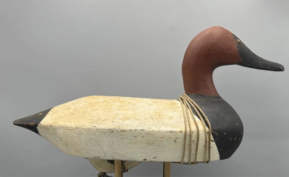 ***BUD BISHOP*** (SENECA LAKE, NY) SEÑUELO DE PATO ANTIGUO DRAKE CON RESPALDO DE LONA Foto 3 de 4