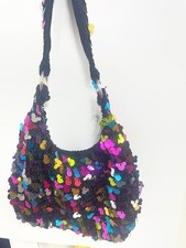 BRAND NEW BLACK Disney World Sequin/Payette Mickey Head Purse
