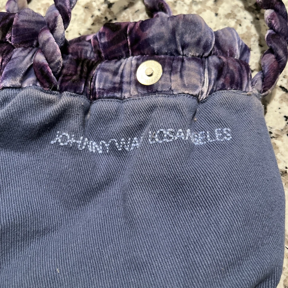 Johnny Was Embroidered Velvet Tote Purple and Blue Floral - Image 2 of 4