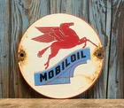 Vintage Mobil Oil Pegasus Porcelain Metal Sign (Texlite Dallas)