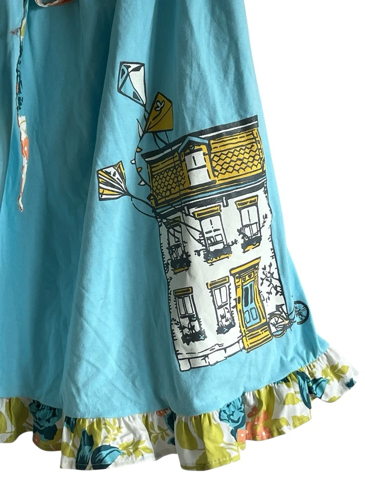 Nuevo Vestido Magpie & Mabel Kite & House Talla 12 Volantes Borde Corbata Cuello Sin Mangas Foto 2 de 4