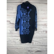 Vintage Dressy Tessy Sweater Dress Women's Size M Black Cowl Neck Made USA 80s