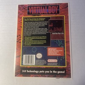 Nintendo Virtual Boy Wario Land VIDPRO Card Toys R Us Display Card  Rare