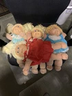 Lot Of 4 Cabbage Patch Kids. Blonde Pigtails Green Eyes Red Dress + 3 More