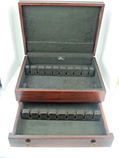 Pacific Silvercloth Wood Silverware Flatware Storage Chest Box w Drawer 15x11.5”