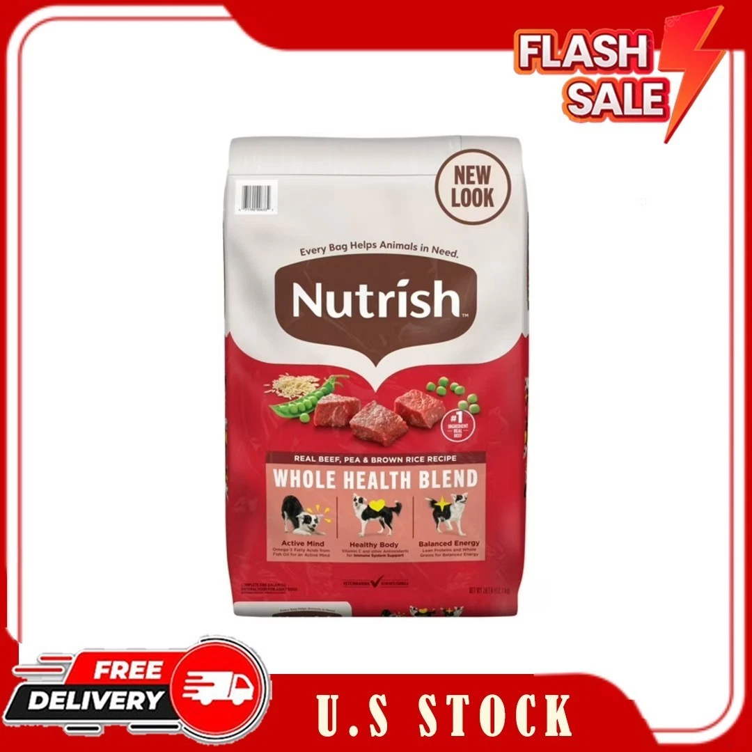 Nutrish Real Beef, Pea & Brown Rice Recipe Whole Health Blend Dry Dog Food, 40lb