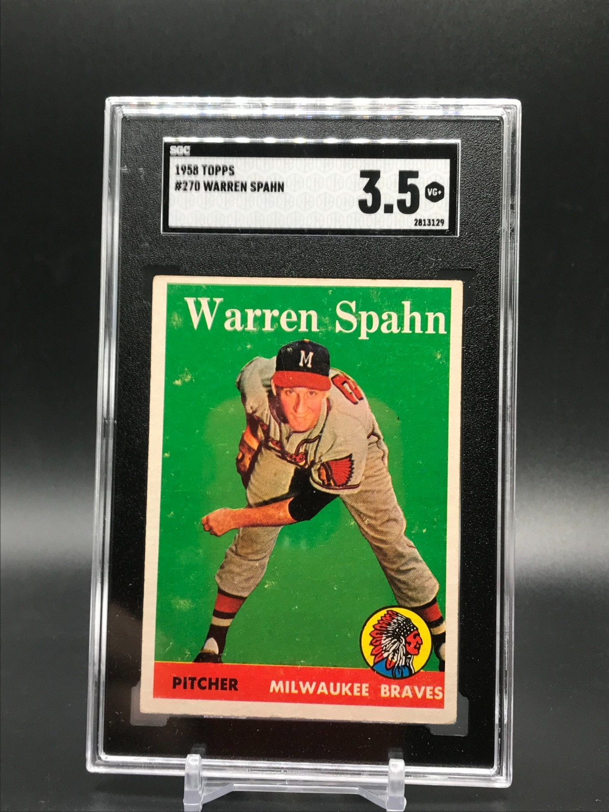 1958 Topps WARREN SPAHN Milwaukee Braves #270 SGC 3.5 VG+