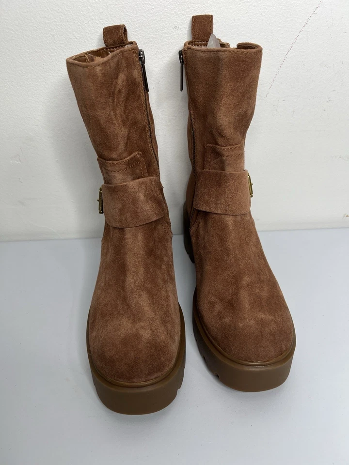 Женские замшевые кожаные мотоботы на платформе Michael Kors Perry коричневые размер 7,5 - Изображение 2 из 4