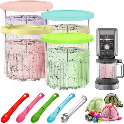 4 Pcs Ice Cream Tubs for Ninja Creami Deluxe NC500 NC500EU NC501EU Serie 