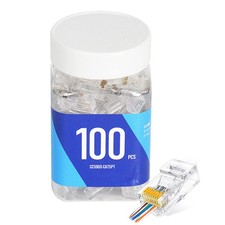 ENS Cat5 RJ45 Pass Through Connector, Modular Plugs End for CAT5e Cable, 100 PCs